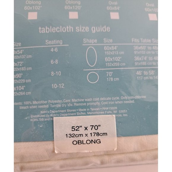 Kohls Tablecloth NEW Ivory Spill Proof Checked Square Oblong 52 x 70 Microfiber - Picture 5 of 7